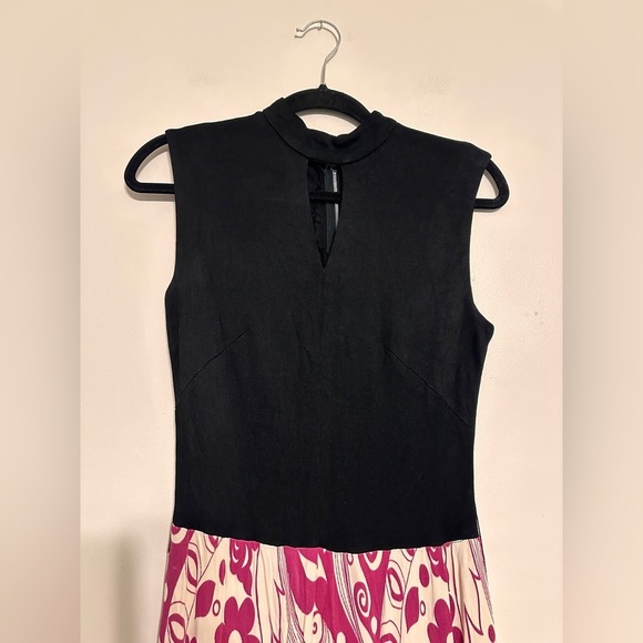 Vintage 70s Psychedellic Print Keyhole Maxi Dress Purple Black - Picture 2 of 6